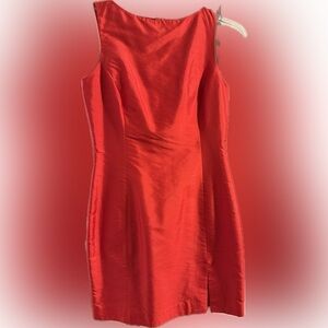 90s vintage Hugo Buscati Vibrant Red 100% Silk mini Dress